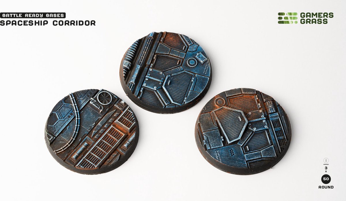 Spaceship Corridor Bases Pre-Painted (3x 50mm Round )